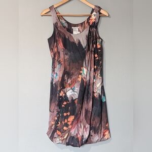 H&M Sleeveless Floral Parachute Mini Dress Bubble Hem Modern Retro